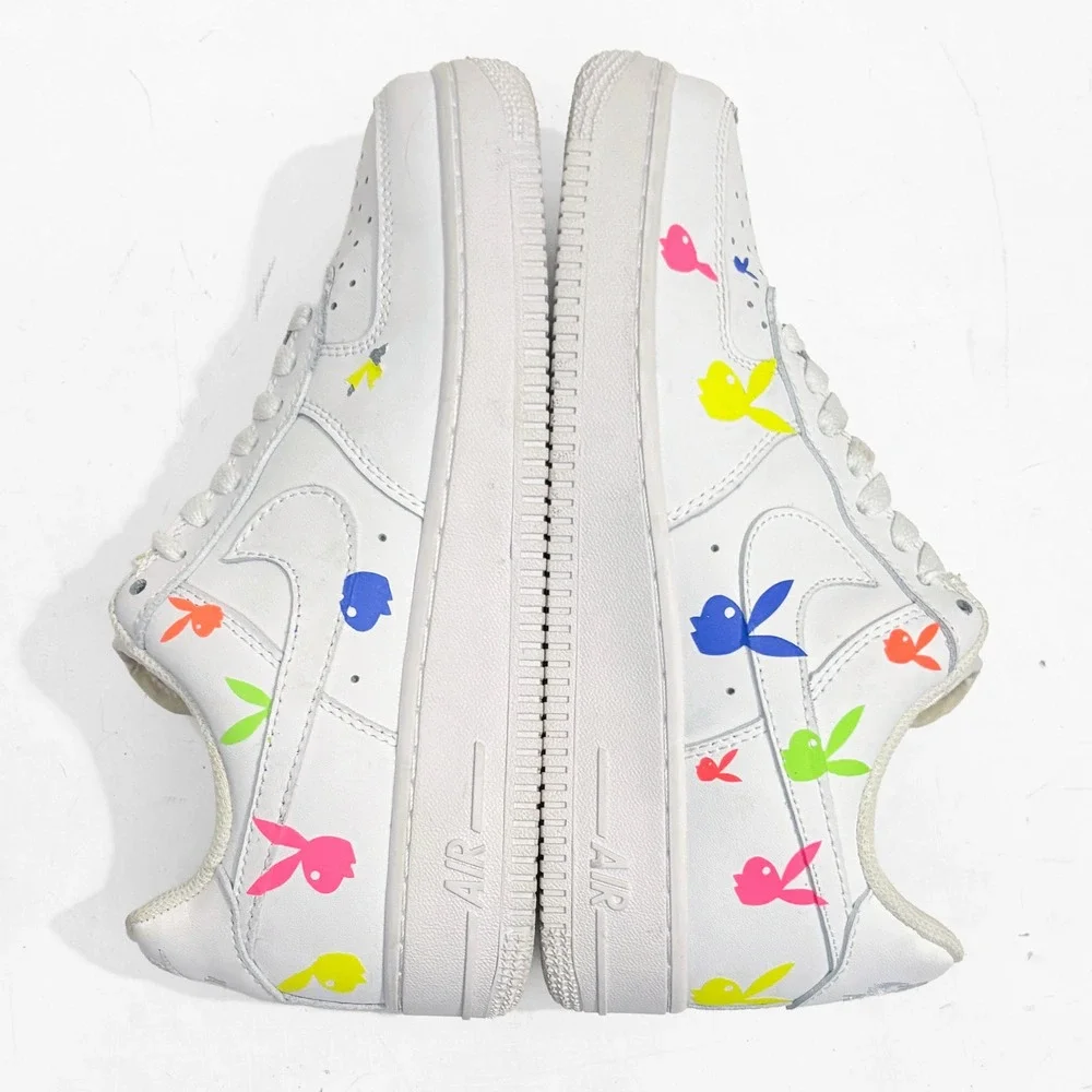 Nike Air Force 1 Custom Rainbow PLAYBOY Low White M 7/W‎ 8.5